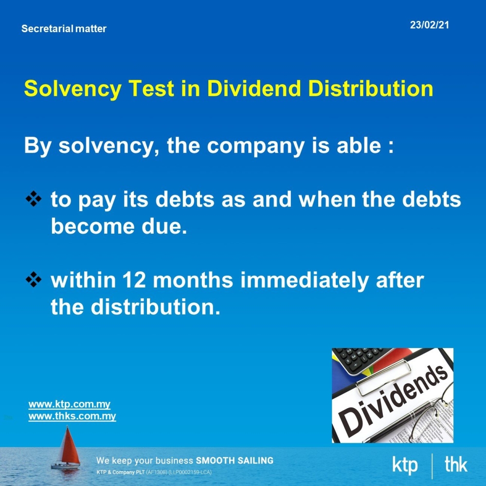 Solvency Test in Dividend Distribution