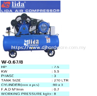 LIDA AIR COMPRESSOR HIGH PRESSURE V 0.67 8 (TS)