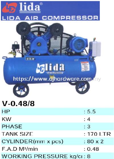 LIDA AIR COMPRESSOR HIGH PRESSURE V 0.48 8 (TS)