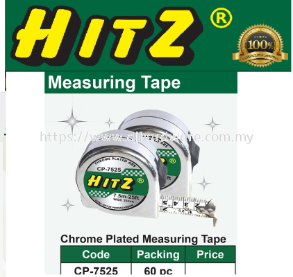 HITZ MEASURING TAPE CHROME PLATED MEASURING TAPE CP 7525 (WS)