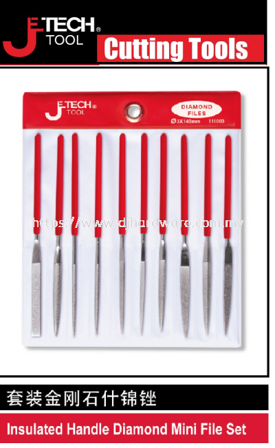 JETECH CUTTING TOOLS INSULATED HANDLE DIAMOND MINI FILE SET (WS)