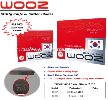 WOOZ UTILITY KNIFE & CUTTER BLADES SK3 CUTTER BLADES (WS)