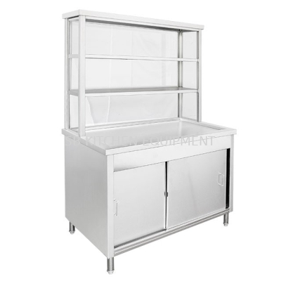 Stainless Steel Tea Counter with Glass Overshelf
