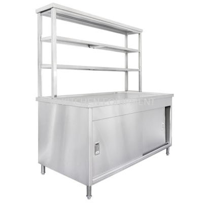 Stainless Steel Tea Counter with Glass Overshelf 01