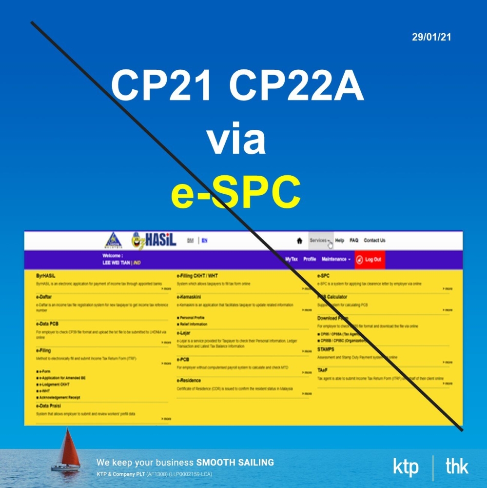 Latest development on filing CP 21 & CP 22A online.