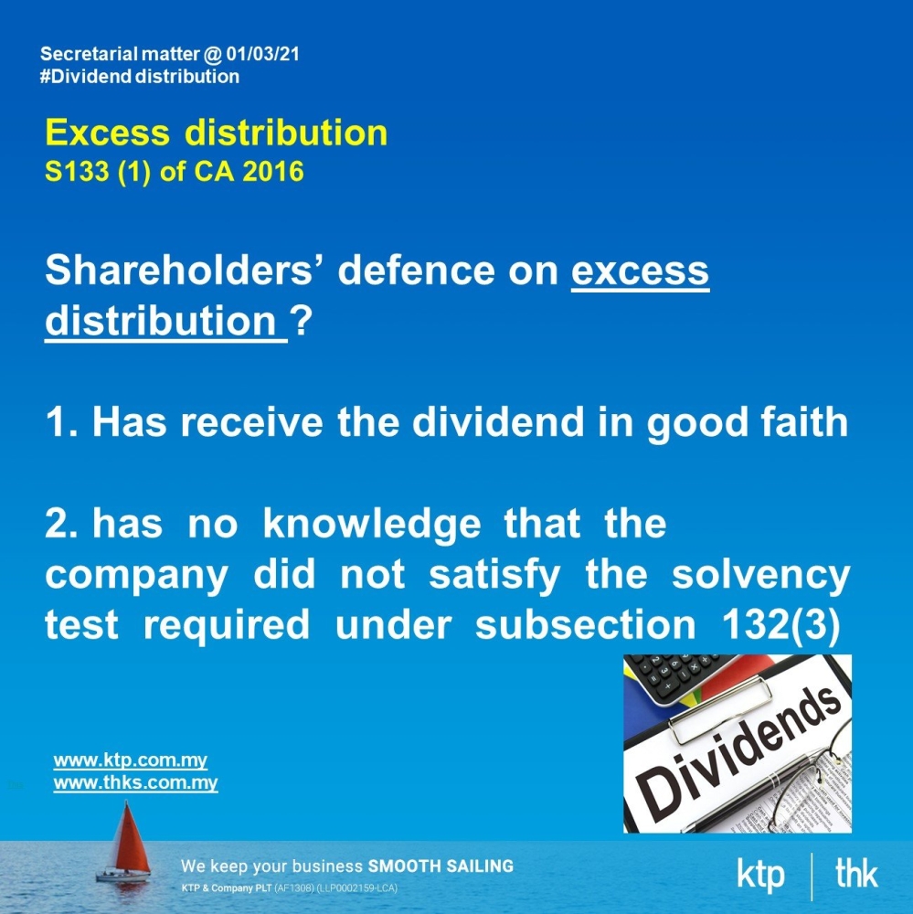 Shareholders' defence on excess distribution