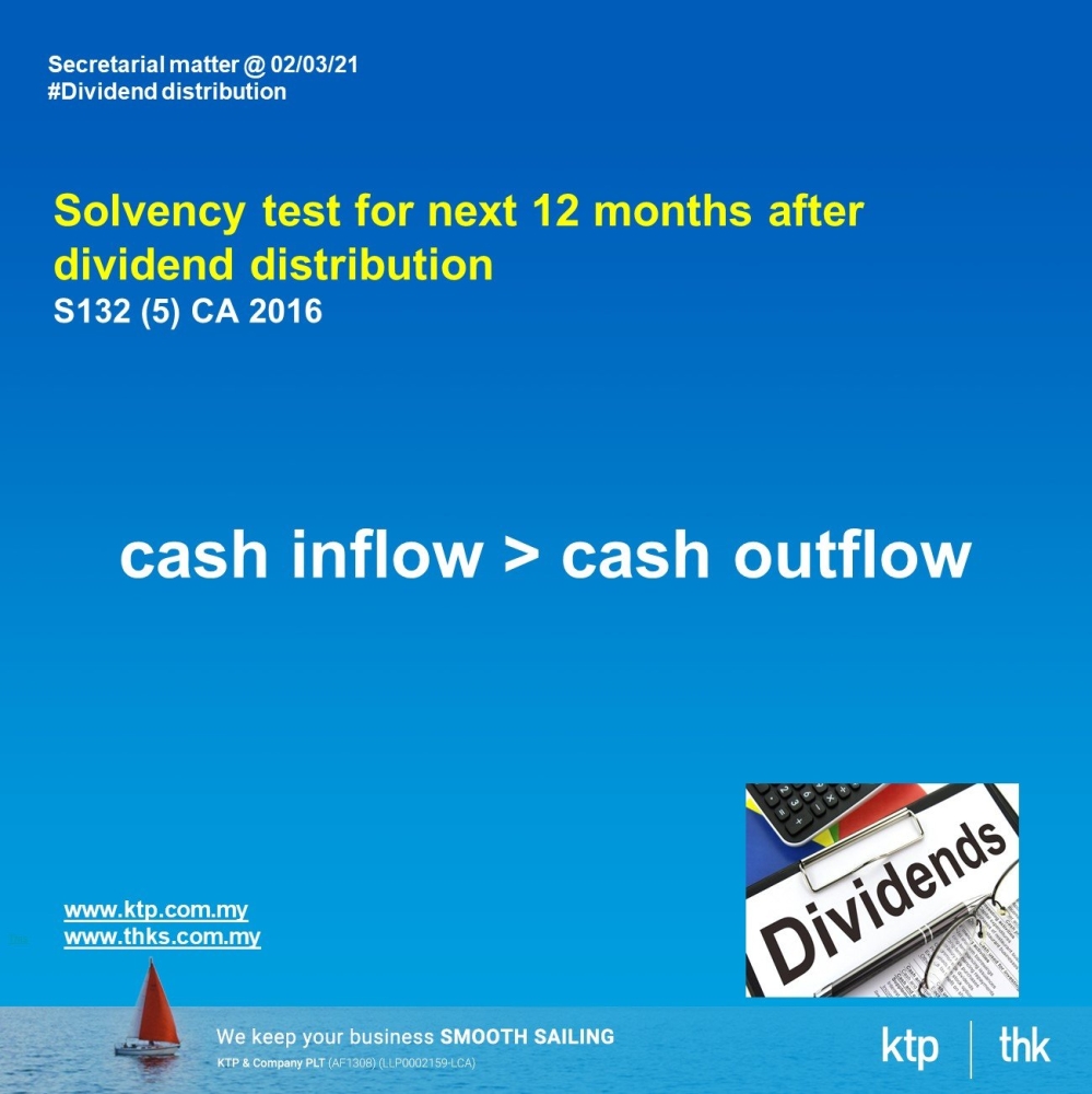 What is solvency test in dividend distribution?