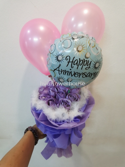 Purple Rose with Balloon