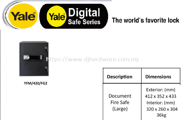 YALE THE WORLDS FAVORITE LOCK DIGITAL SAFE SERIES YFM420FG2 (WS)