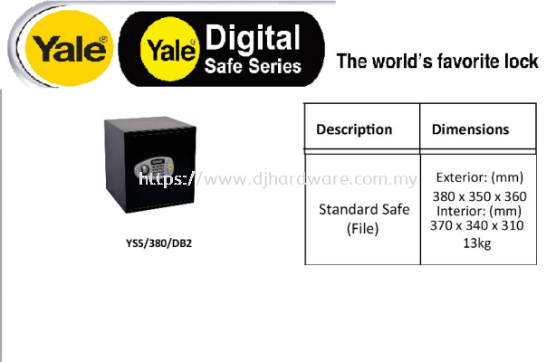 YALE THE WORLDS FAVORITE LOCK DIGITAL SAFE SERIES YSS380DB2 (WS)