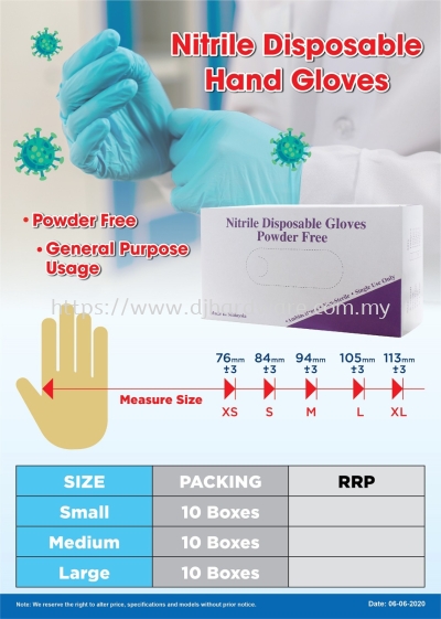 NITRILE DISPOSABLE HAND GLOVES (WS)