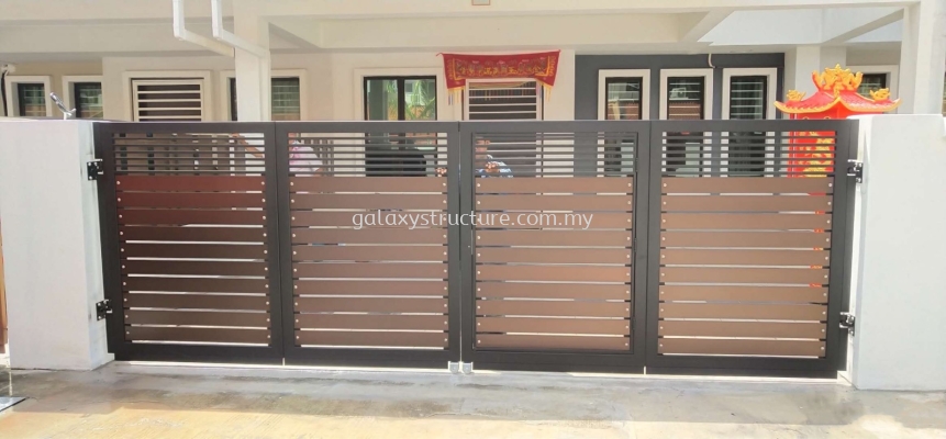 Powder Coated Mild Steel Folding Gate with Auto gate Motor System @ Jalan Bayu Impian, Kota Bayu Emas, 41200 Klang.