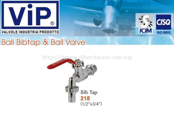 VIP VALVOLE INDUSTRIA PRODOTTO BALL BIBTAP & BALL VALVE BIB TAP 218 (WS)