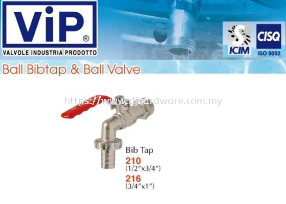 VIP VALVOLE INDUSTRIA PRODOTTO BALL BIBTAP & BALL VALVE BIB TAP 210 216 (WS)