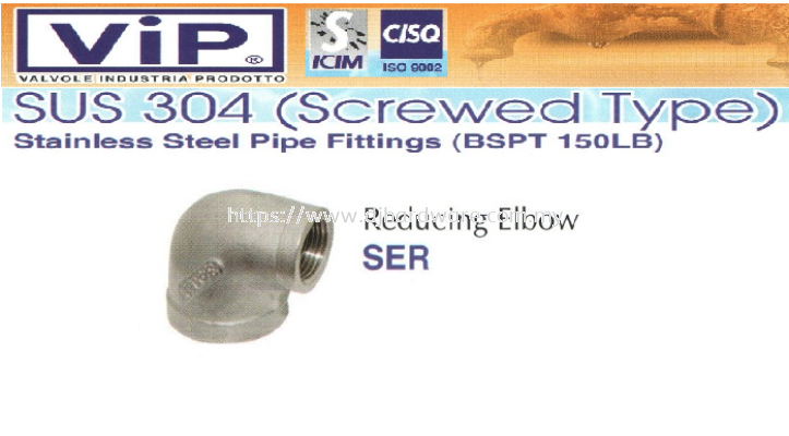 VIP SUS 304 SCREWED TYPE STAINLESS STEEL PIPE FITTINGS BSPT 150LB REDUCING ELBOW SER (WS)