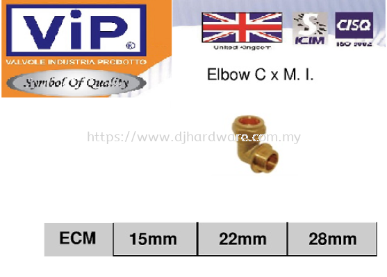 VIP COPPER PIPE FITTINGS BS 864-2 ELBOW C X MI ECM (WS)