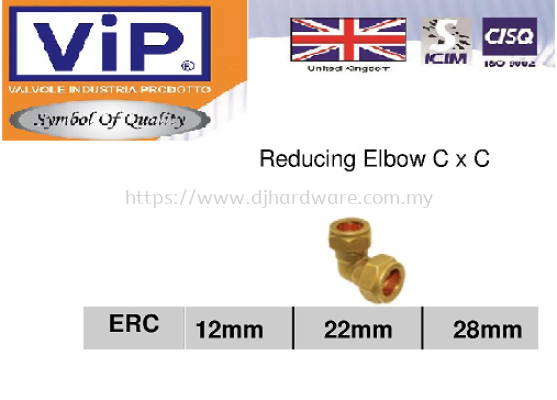 VIP COPPER PIPE FITTINGS BS 864-2 REDUCING ELBOW C X C ERC (WS)