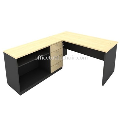 6FT WOODEN BASE EXECUTIVE TABLE WITH OPEN SHELF + FIXED PEDESTAL 4D LOW CABINET