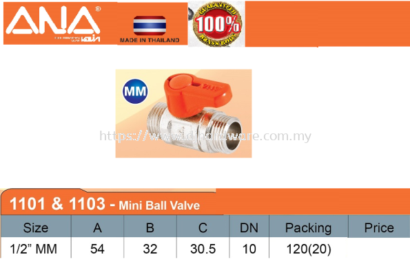 ANA MINI BALL VALVE 1101 & 1103 MM (BS)