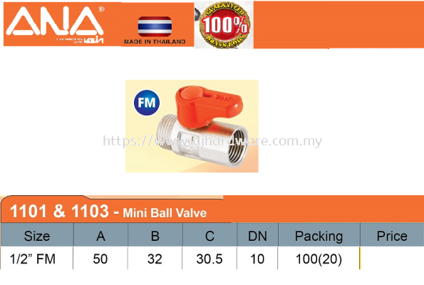 ANA MINI BALL VALVE 1101 & 1103 FM (BS)