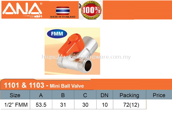 ANA MINI BALL VALVE 1101 & 1103 FMM (BS)