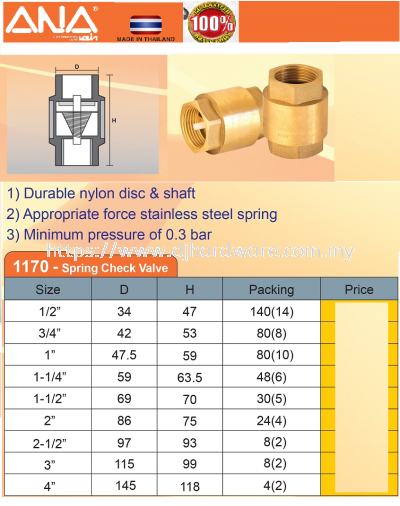 ANA SPRING CHECK VALVE 1170 (BS)