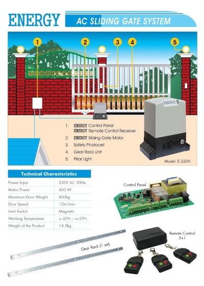 Mesin Automatik Pintu Pagar Sliding AC - E2200