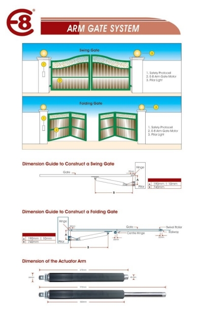 E-3200 - E8 Aluminium Black Arm Gate System