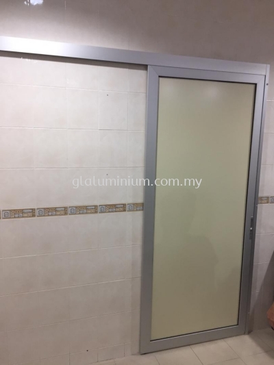 One panel hanging sliding door ( silver + composite panel yellow) @jalan Taming Maju, Sri cheras jaya, Balakong 