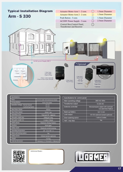 DORMER S330 Sistem Pintu Pagar Automatik Arm