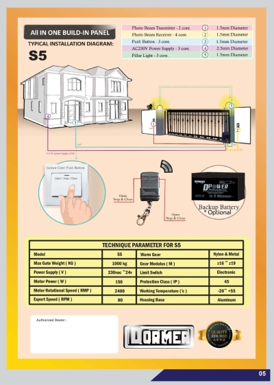 DORMER S5 Sliding Autogate Motor