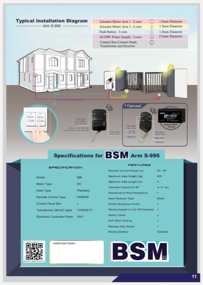 BSM S-996  Sistem Pintu Pagar Automatik Jenis ARM 