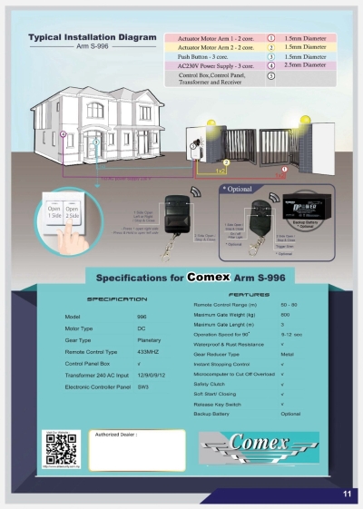 COMEX ARM S-996 Sistem Pintu Pagar Automatik Arm