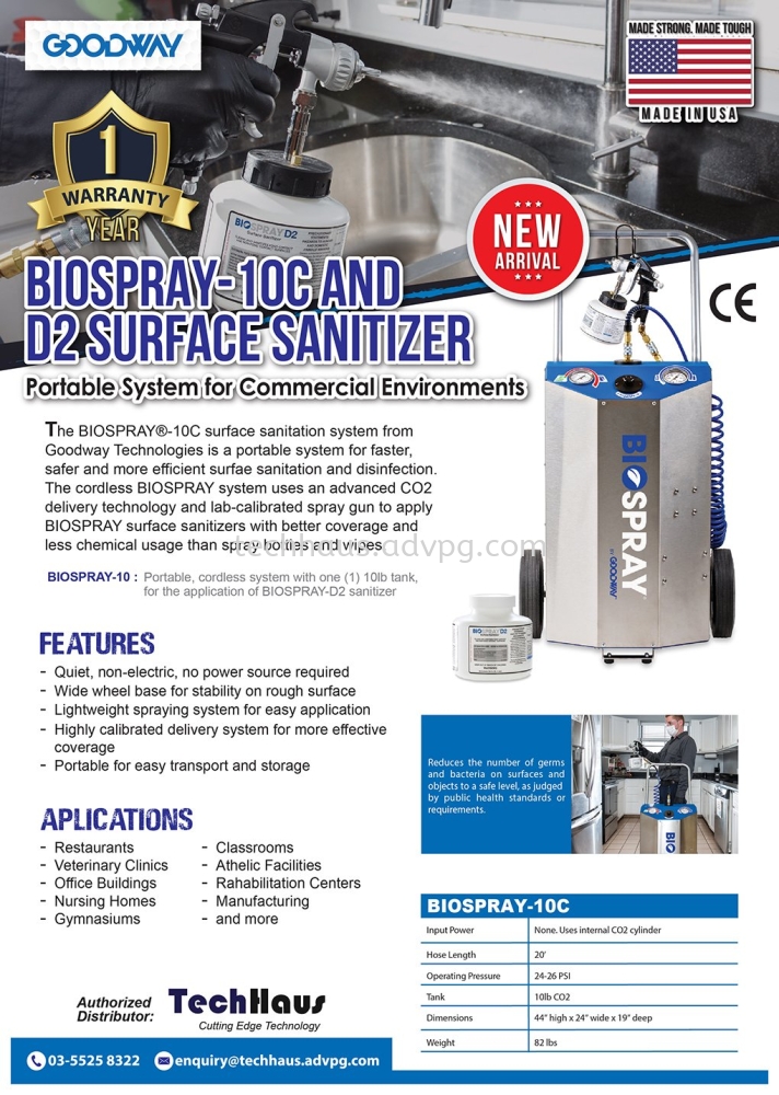 New Arrival - Goodway BIO-SPRAY-10C AND D2 SURFACE SANITIZER