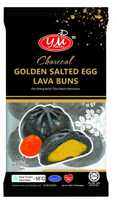 GOLDEN SALT EGG LAVA BUN (CHARCOAL) 