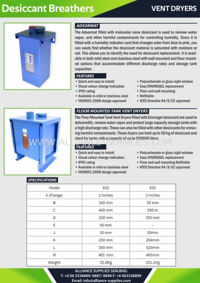 Vent Dryers - Adsormat / Floor Mounted Tank Vent Dryers