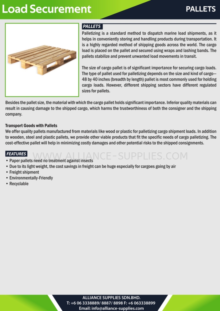 Pallets  Load Securement Product Securing & Damage Prevention INDUSTRIAL PACKAGING SOLUTION