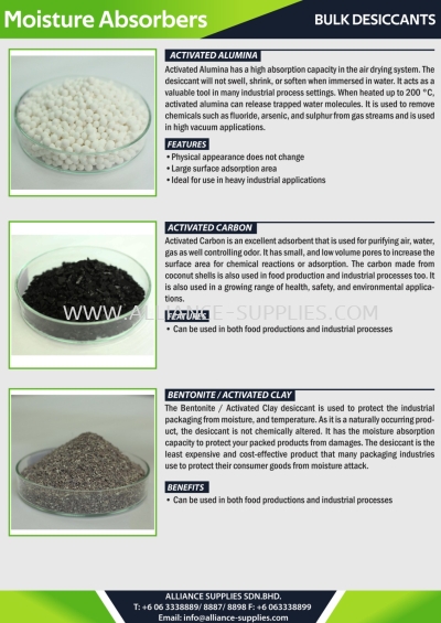 Bulk Desiccants - Activated Alumina / Activated Carbon / Bentonite / Activated Clay