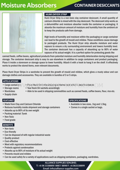 Container Desiccant - Humi Dryer Strip