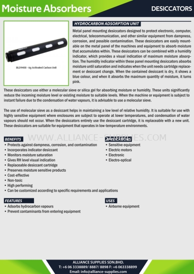 Desiccator - Hydrocarbon Adsorption Unit