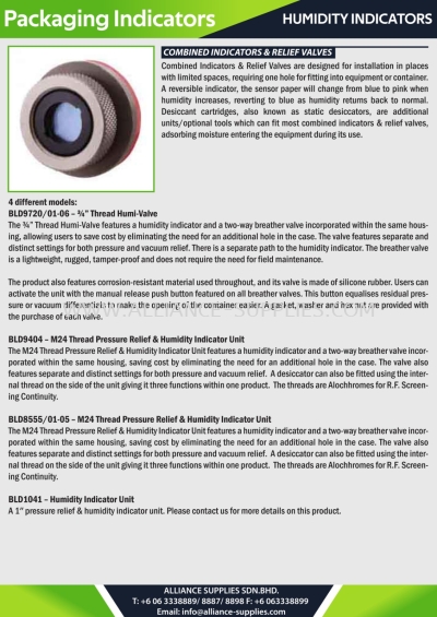 Humidity Indicators - Combined Indicators & Relief Valves