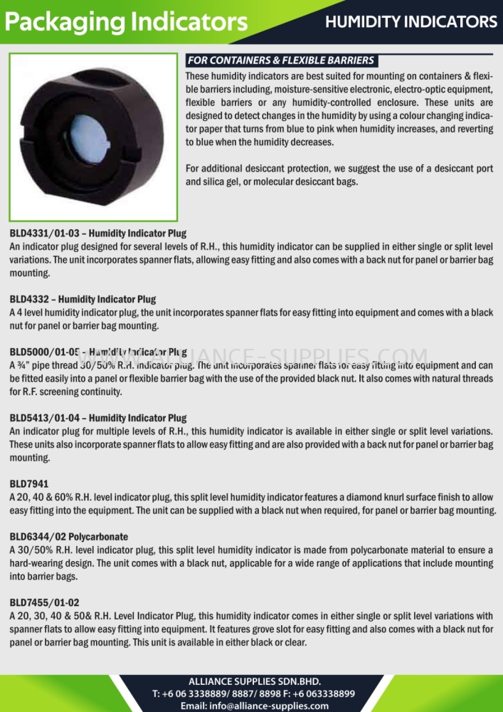 Humidity Indicators - For Containers & Flexible Barriers Packaging ...