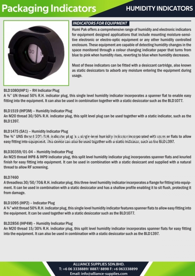 Humidity Indicators - Indicators for Equipment