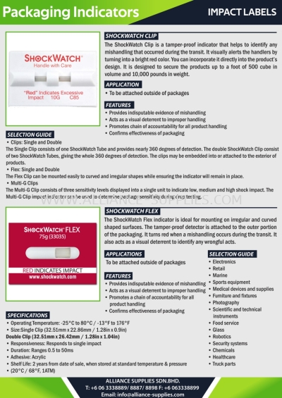 Impact Labels - ShockWatch Clip / ShockWatch Flex