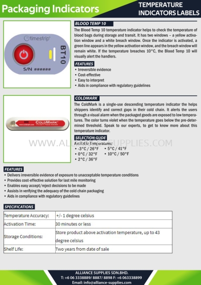 Temperature Indicators Labels - Blood Temp 10 / ColdMark