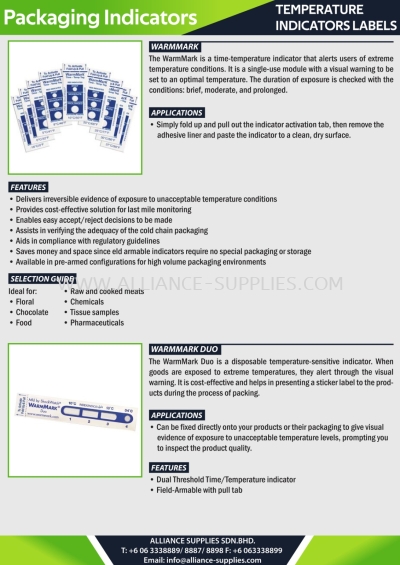 Temperature Indicators Labels - WarmMark / WarmMark Duo