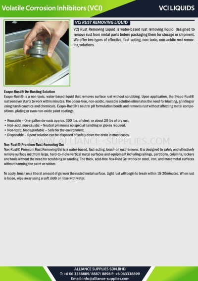 VCI Liquids - VCI Rust Removing Liquid