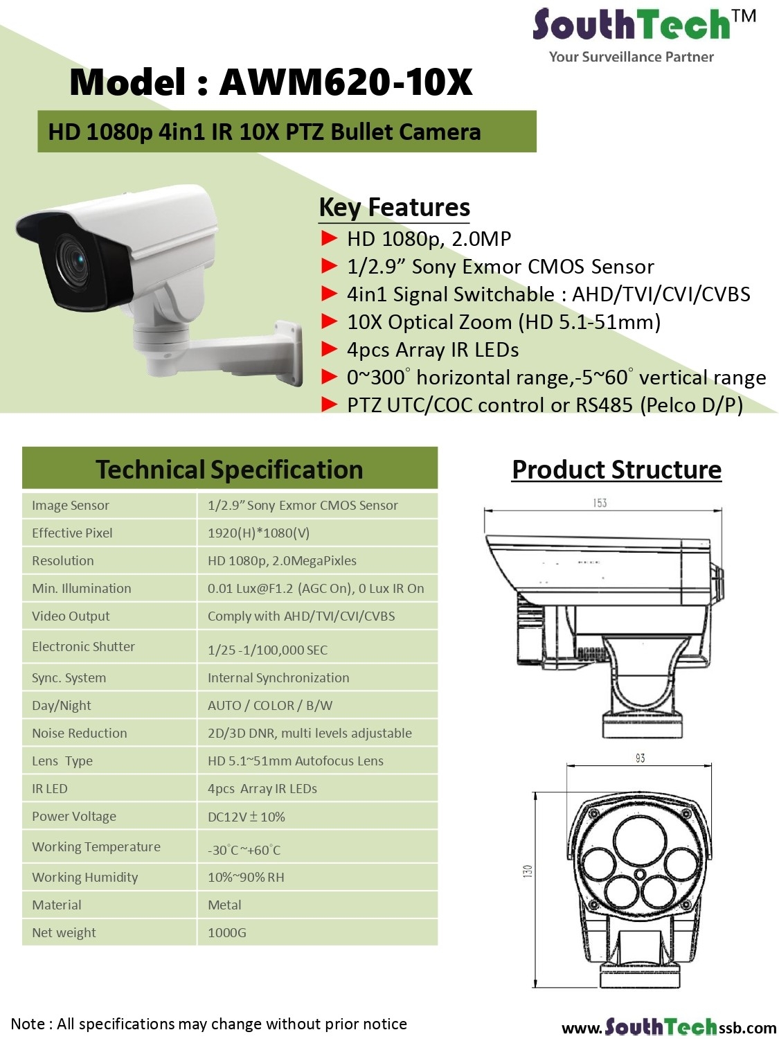 South Tech CCTV Camera -   AWM620-10X CCTV Camera CCTV  Catalog & Brochure