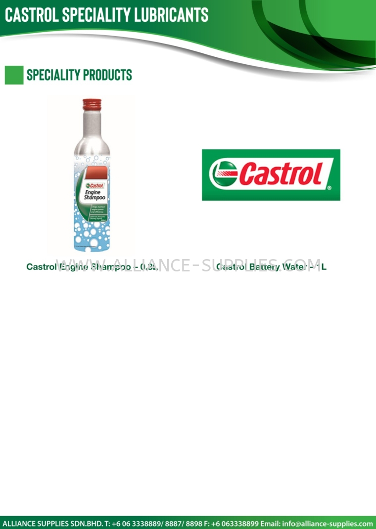 Specialty Products CASTROL Specialty Lubricants Oils & Lubricants  MRO CONSUMABLES / HARDWARE