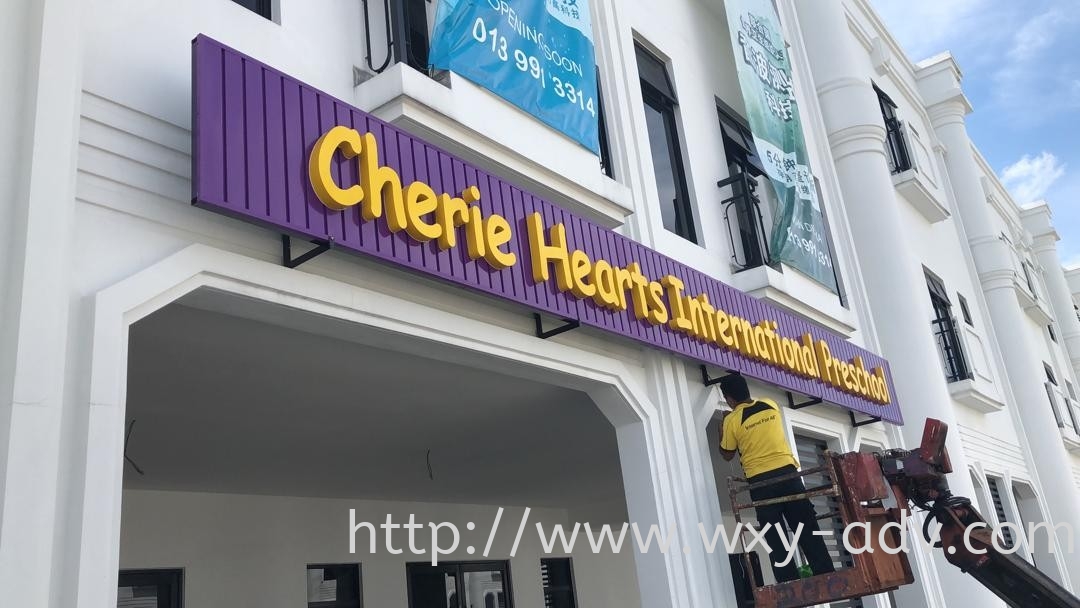 Cherie Hearts International Preschool Aluminium Box Up Signboard Aluminium 3d Box Up Lettering Johor Bahru Jb Malaysia Advertising Printing Signboard Design Xuan Yao Advertising Sdn Bhd